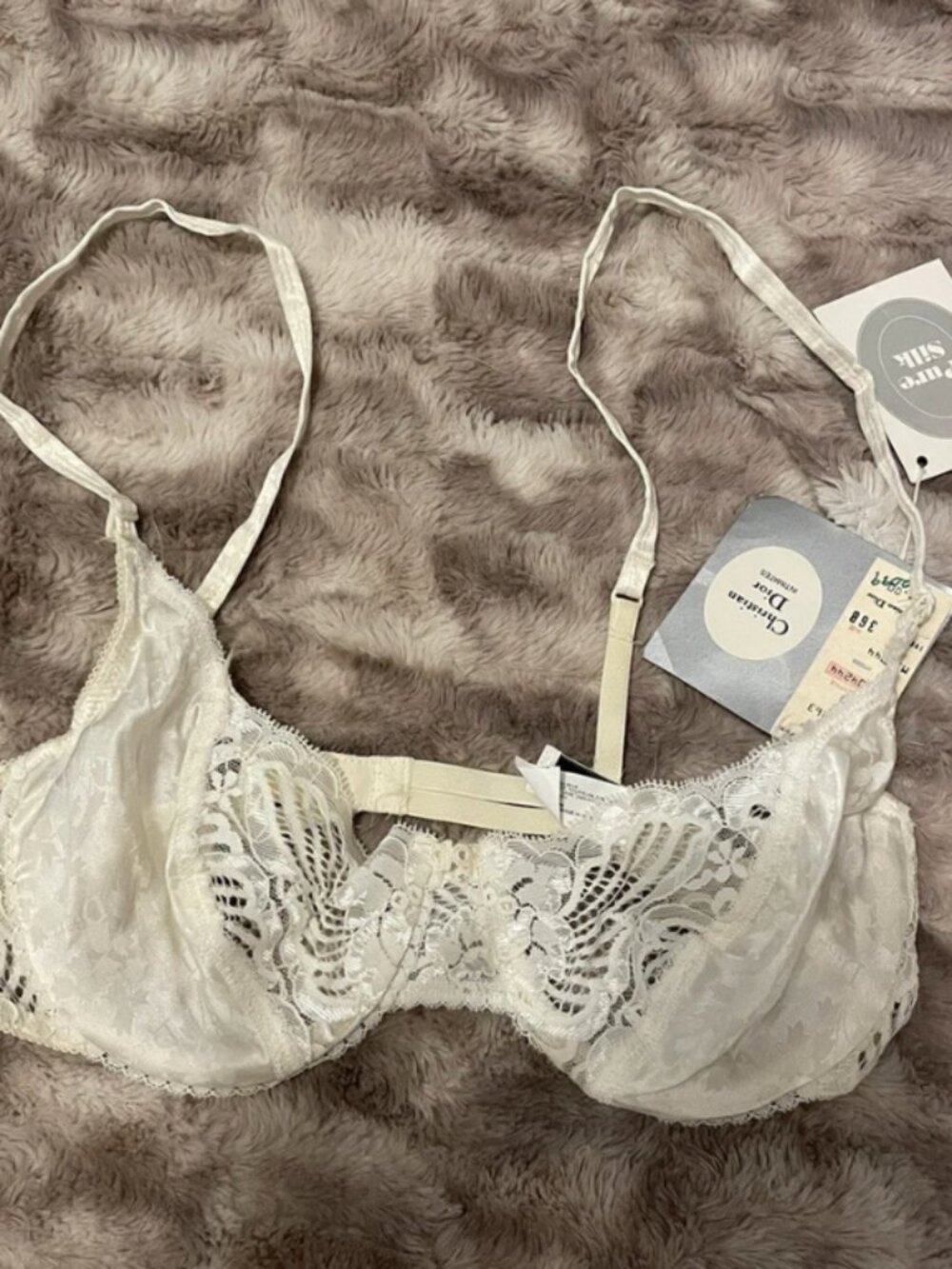 VINTAGE Christian Dior Pure Silk & Lace Bra - NWT‎